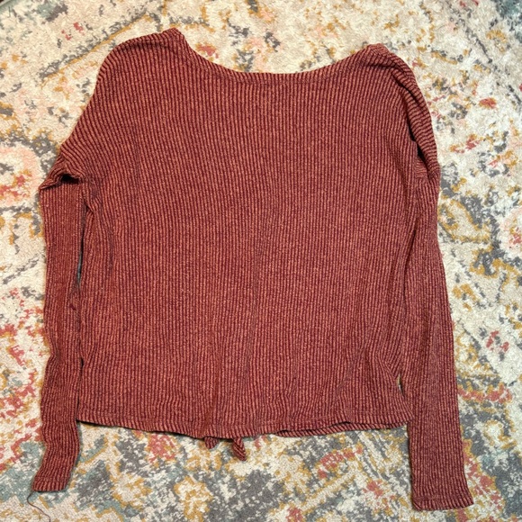 AE Rust Button-Up Tie-Front Top - Picture 4 of 4